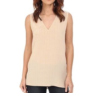 NWT Equipment Sleeveless 100% Silk Otis Sleeveless Top M Nude Chevron Blouse
